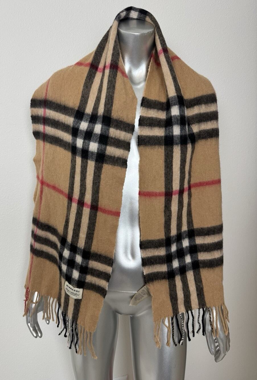Burberry Archive Check 100% Cashmere Scarf Made in Scotland